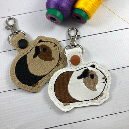 Guinea pig snap tab In the Hoop embroidery design