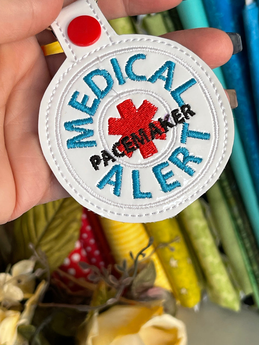 Sample Pacemaker Tag Medical Alert PACEMAKER snap tab embroidery design – Designs By Babymoon