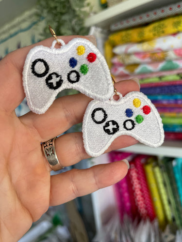 Game Controller FSL Earrings - In the Hoop Freestanding Lace Earrings - Two Sizes