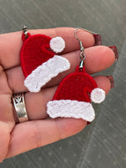 Santa Hat FSL Earrings - In the Hoop Freestanding Lace Earrings