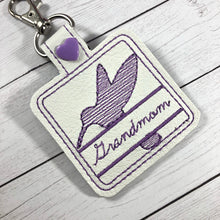 Hummingbird snap tab Personalized Bag Tag for 4x4 hoops