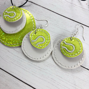 Tennis Stitching  ROUND Layers Earrings and Pendant embroidery design for Vinyl and Leather
