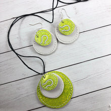 Tennis Stitching ROUND Layers Boucles d’oreilles et pendentif broderie design pour vinyle et cuir