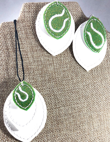 Tennis Stitching Layers Earrings and Pendant embroidery design for Vinyl and Leather