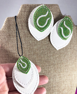 Tennis Stitching Layers Earrings and Pendant embroidery design for Vinyl and Leather