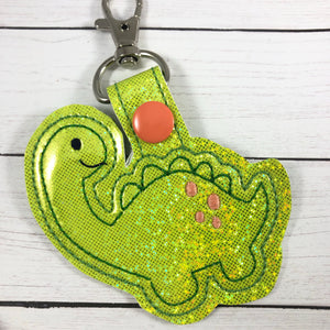 Dinosaur snap tab - cute dino bag tag design