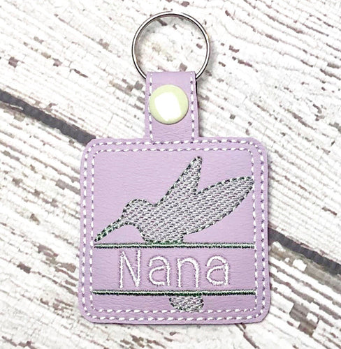 Hummingbird snap tab Personalized Bag Tag for 4x4 hoops