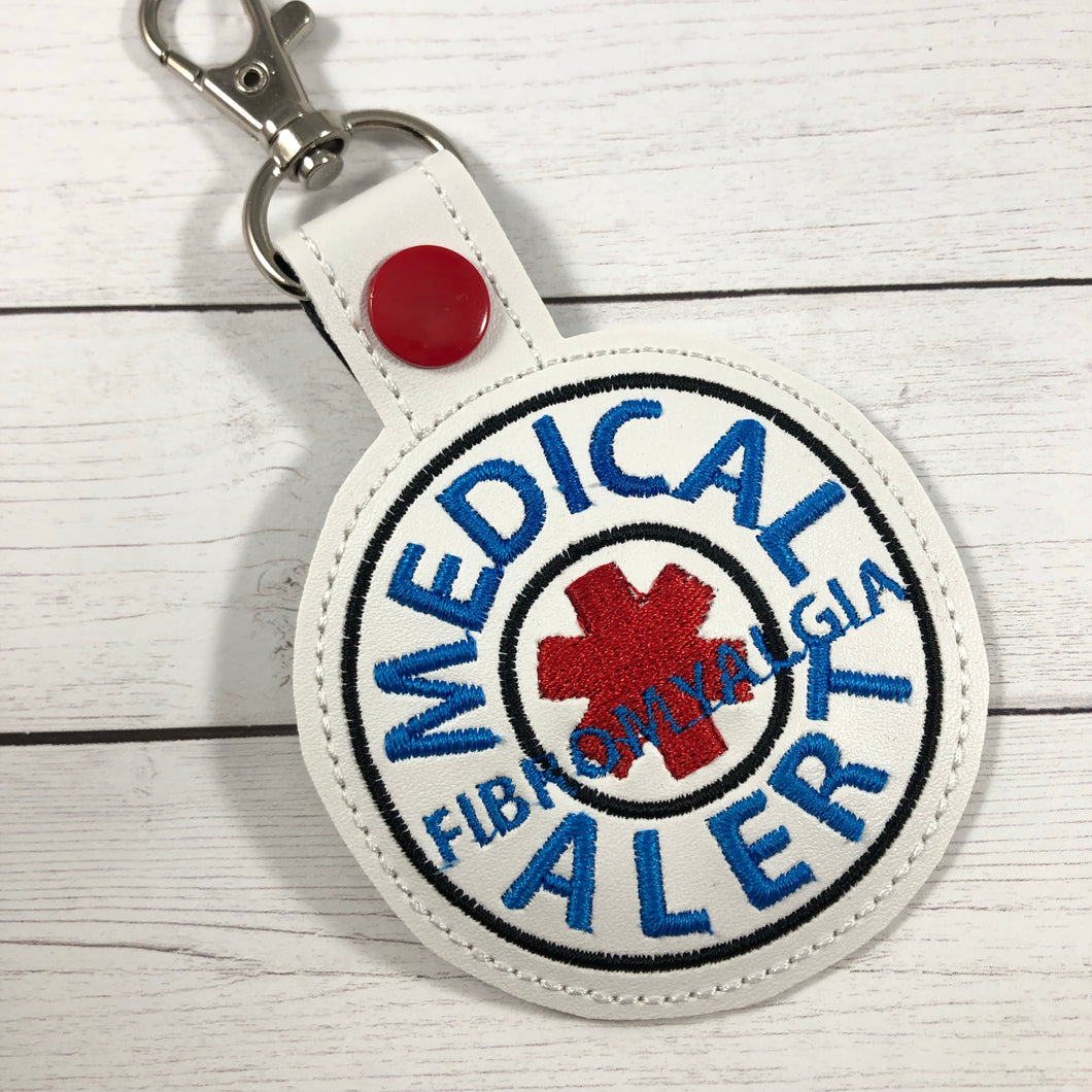 Medical Alert FIBROMYALGIA snap tab embroidery design