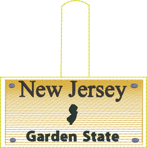 Pestaña a presión para bordado de placa de Nueva Jersey