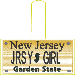 New Jersey Plate Embroidery Snap Tab