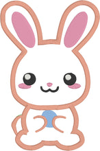 Kawaii Bunny Applique Design - 4x4 5x7 Cute Rabbit Applique