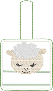 Lamb snap tab Personalized Tag for 4x4 hoops