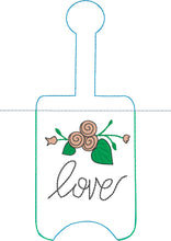 NEW SIZE Love Floral Hand Sanitizer Holder Snap Tab Version In the Hoop Embroidery Project 3 oz DT for 5x7 hoops