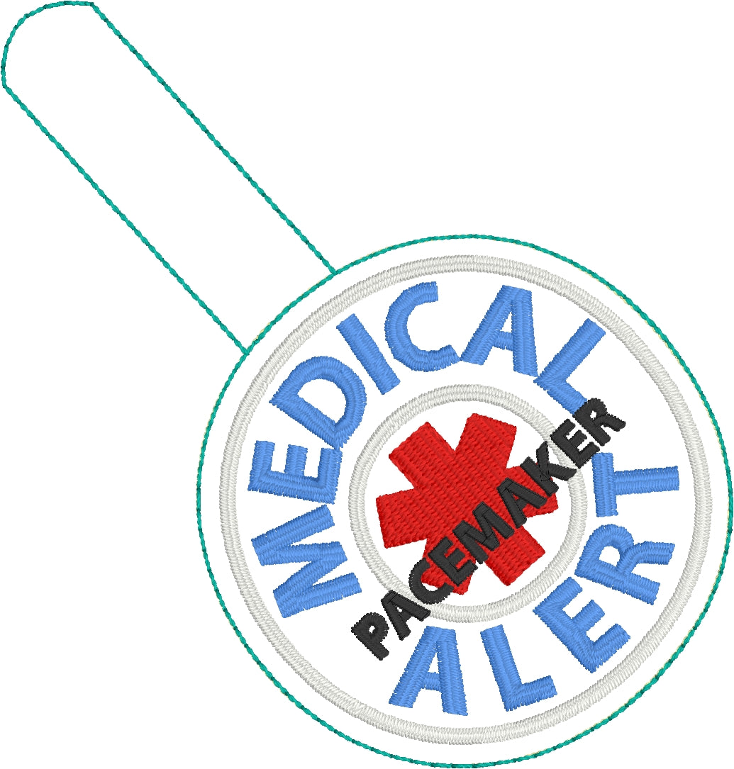 Sample Pacemaker Tag Medical Alert PACEMAKER snap tab embroidery design – Designs By Babymoon