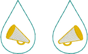 Megaphone Teardrop Earrings embroidery design