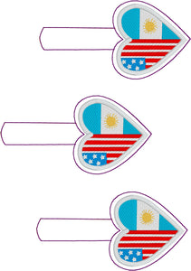 Argentina America LOVE snap tab In The Hoop embroidery design