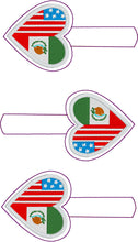 Mexico America LOVE snap tab In The Hoop embroidery design