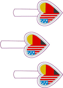 Germany America LOVE snap tab In The Hoop embroidery design
