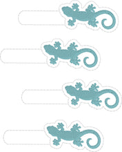 Tiny Gecko snap tab In the Hoop embroidery design