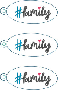 Étiquette à œillets Hashtag FAMILY