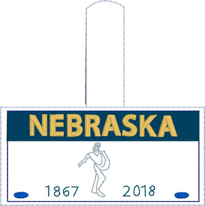 Nebraska Plate Embroidery Snap Tab