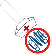 Nurse Cap Monogram Frame snap tab In the Hoop embroidery design
