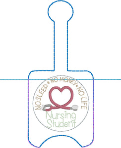 Nursing Student Hand Sanitizer Holder Snap Tab Version In the Hoop Embroidery Project 1 oz BBW for 5x7 hoops