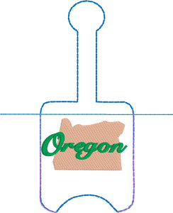 Oregon Hand Sanitizer Holder Snap Tab Version Dans le projet de broderie Hoop 1 oz BBW pour cerceaux 5x7