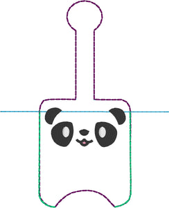 Panda Face Hand Sanitizer Holder Snap Tab Version In the Hoop Embroidery Project 1 oz BBW for 5x7 hoops