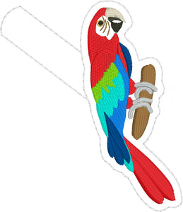 Parrot snap tab In the Hoop embroidery design