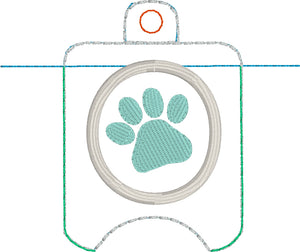 Paw Print Hand Sanitizer Holder Eyelet Version In the Hoop Embroidery Project 1 oz BBW for 4x4 hoops