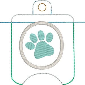 Paw Print Hand Sanitizer Holder Eyelet Version In the Hoop Embroidery Project 2 oz Purell or Assurance for 4x4 hoops
