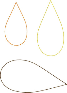Extra Large Three Layer Teardrop Earrings and Pendant embroidery design for Vinyl and Leather