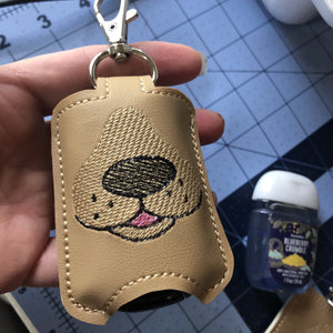 Dog Puppy Face Hand Sanitizer Holder Snap Tab Version In the Hoop Embroidery Project 1 oz BBW for 5x7 hoops