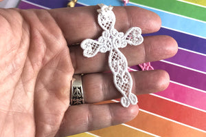 Heart Cross Freestanding Lace Bookmark for 4x4 hoops