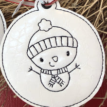 Snowman Redwork Christmas Ornament for 4x4 hoops