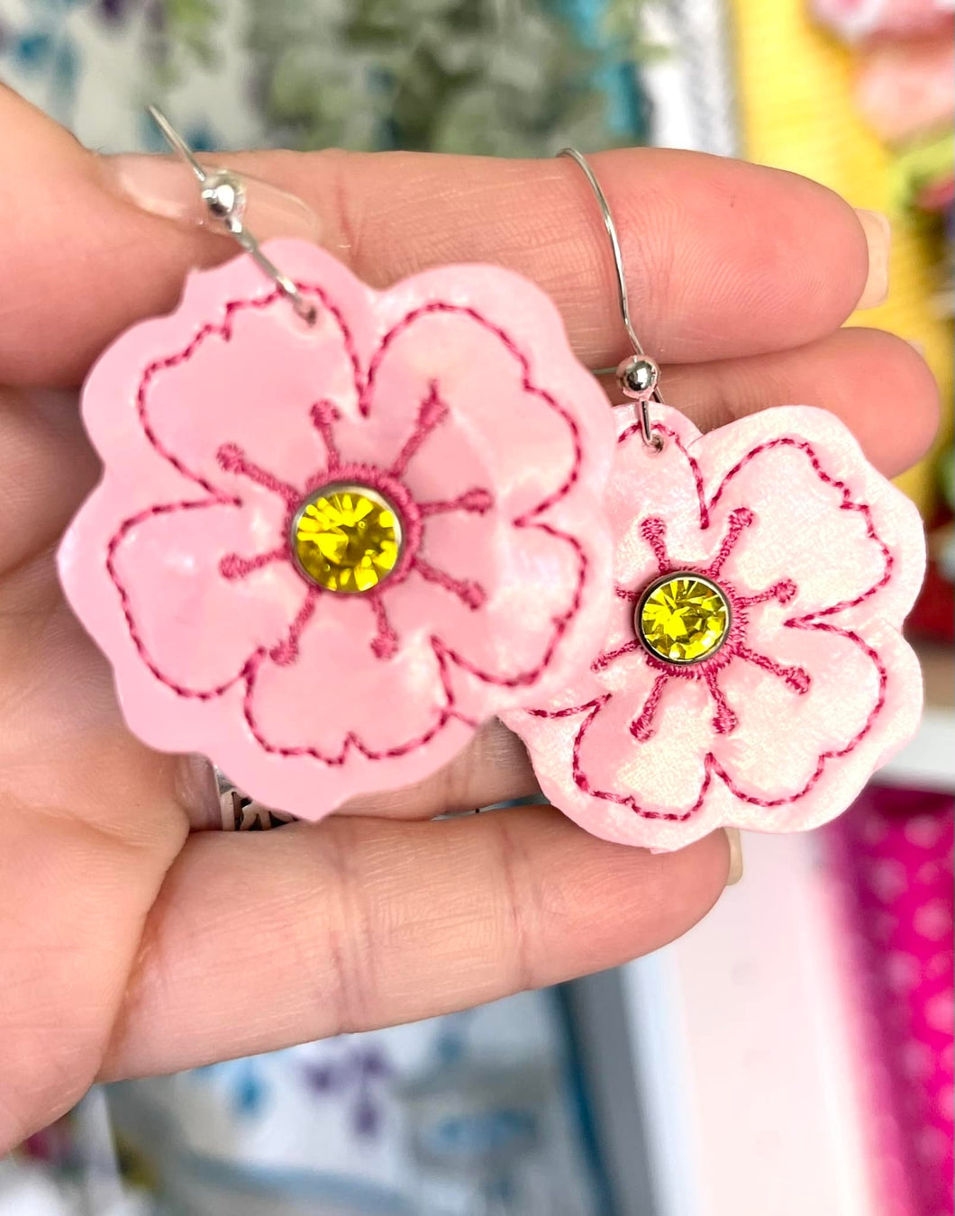 Cherry Blossom Crystal Rivet Earrings - Two sizes for 4x4 hoops