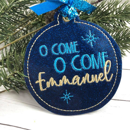 O Come Emmanuel Christmas Ornament for 4x4 hoops