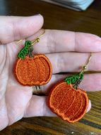 Pumpkin FSL Earrings - Freestanding Lace Earring Design - In the Hoop Embroidery Project