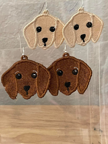 Boucles d’oreilles Doxie Dachshund FSL - Boucles d’oreilles en dentelle autoportantes In the Hoop