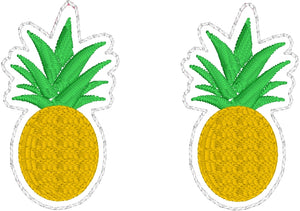 Pineapple Earrings embroidery design for Vinyl and Leather