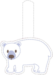 Polar Bear snap tab embroidery design
