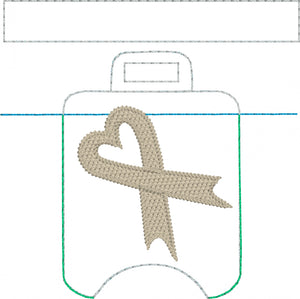 4x4 Awareness Ribbon Themed Hand Sanitizer Holder Snap Tab In the Hoop Embroidery Project