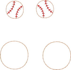 Baseball Softball Stitching ROUND Layers Earrings and Pendant embroidery design for Vinyl and Leather