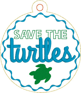 Save the Turtles Christmas Ornament for 4x4 hoops