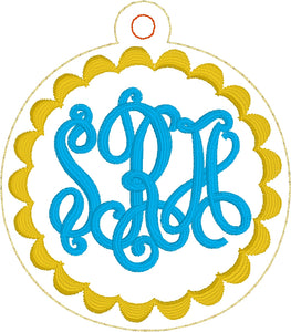 BLANK Scalloped Monogram Frame Ornament for 4x4 hoops
