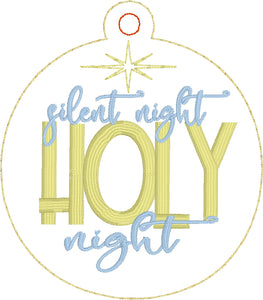 Silent Night Holy Night Christmas Ornament for 4x4 hoops