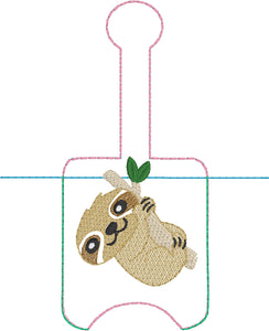 Sloth Hand Sanitizer Holder Snap Tab Version In the Hoop Embroidery Project 1 oz BBW for 5x7 hoops