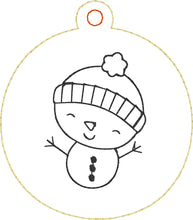 Snowman Buttons Redwork Christmas Ornament for 4x4 hoops