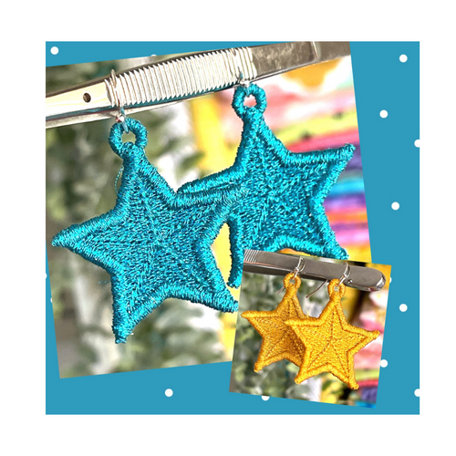 Star Shine FSL Earrings - Freestanding Lace Earring Design - In the Hoop Embroidery Project